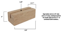 Oak Wood Table Number Holders | 2.5″ Wide & 1″ Tall | For Acrylic & Paper Cards