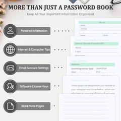 Password Book with Alphabetical Tabs, 4.3″x5.7″ Hardcover Password A6 Grey