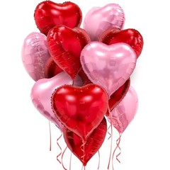 Pink Red Heart Balloons, 20 Pcs 18 Inch Heart Shaped Foil Balloons Pink,red