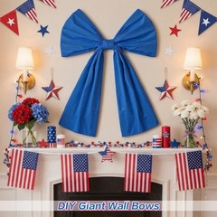 9 Pcs 9ft 4th of July Giant Bows Decorations Patriotic Bow Hanging Decor 250th A