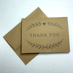 Thank You Cards Wedding Stationery 50 Count 4″ X 5.25” Natural Brown Card Stock