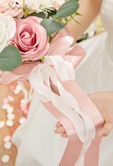 Serwalin 9.8 Inch Wedding Bouquets, Pink Rose Bride Bouquets, Wedding Bouquet…