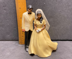 Vintage Wedding Cake Topper 1950’s 1960’s Bride and Groom Figurine Plastic