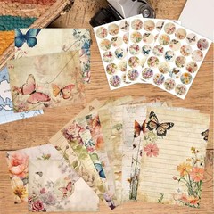 160 Pcs Stationery Paper Set, Nature Vintage Floral Butterfly 50 Stationary P…