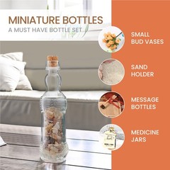BULK PARADISE Small Mini Clear Vintage Glass Bottles with X-Small,