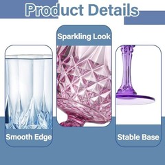 24 Pcs Plastic Vintage Wine Glasses, 7 Oz Plastic Colored Water Goblets for