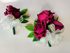Hand Made pin on Corsage and boutonniere Set
