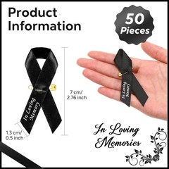 Ysleen 50 Pcs Memorial Day Black Funeral Ribbons Background and White