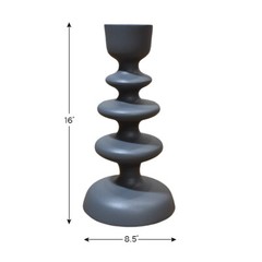 Handmade Aluminum Geometric Gray Set Of One Pillar Candle Holder BBH Homes
