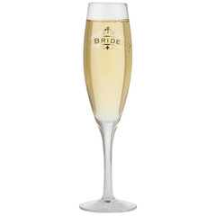 Bride Toasting Glass Wedding Champagne Flute Silver Mirror Insignia