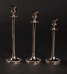 Candle Holder Nickel Plated on Brass Round 2.75″Dia 7″-8″-9″High Set of 3