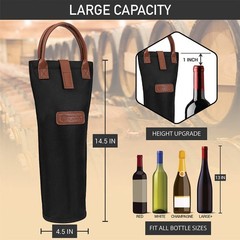 Wine Bag Single Bottle Carrier Tote, Insulated Travel Wine Cooler Bag for Pic…