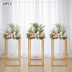 Gold 20 PCS Geometric Flower Stand For Wedding, Flower Stand 8.27*8.27*15.75in