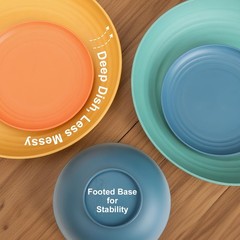 BUSOKIP Wheat Straw Dinnerware Sets for 8, Unbreakable Plates and Bowls Sets for