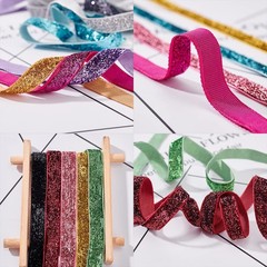 BENECREAT 30Yards Glitter Polyester Satin Ribbons, 15 Blue,Green,White,Purple