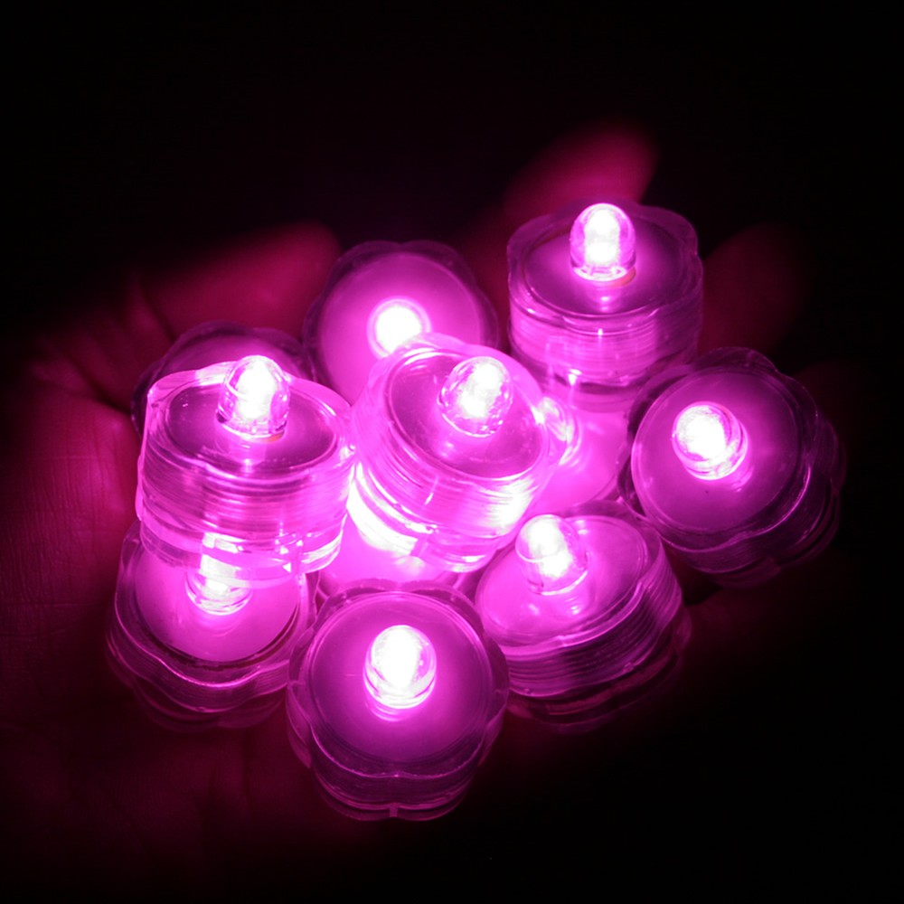 LED SUBMERSIBLE TEA LIGHT Waterproof Floral Decor Wedding centerpiece 10 PINK