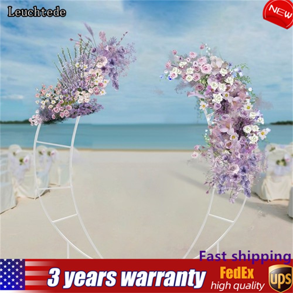 2PCS Metal Half Crescent Moon Wedding Arch Flower Stand Centerpieces Floral Rack