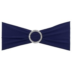 10Pcs 14″x5″ Stretch Chair Sashes Bows Chair Bands Sash with Buckle Dark Blue