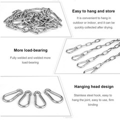 Hanging Chair Chain Set of 2 Stainless Steel Heavy Duty Hanging Kits with 4 C…