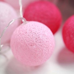 20 LED Blush Cotton Lights Globe Battery Wedding Centerpieces Decoration Party
