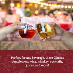 (20 Pack Disposable Wine Glasses 12 oz | Stemless Plastic Wine Glasses for