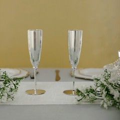 5 oz Silver Premium Metallic Plastic Champagne Flutes Disposable Flutes Wedding