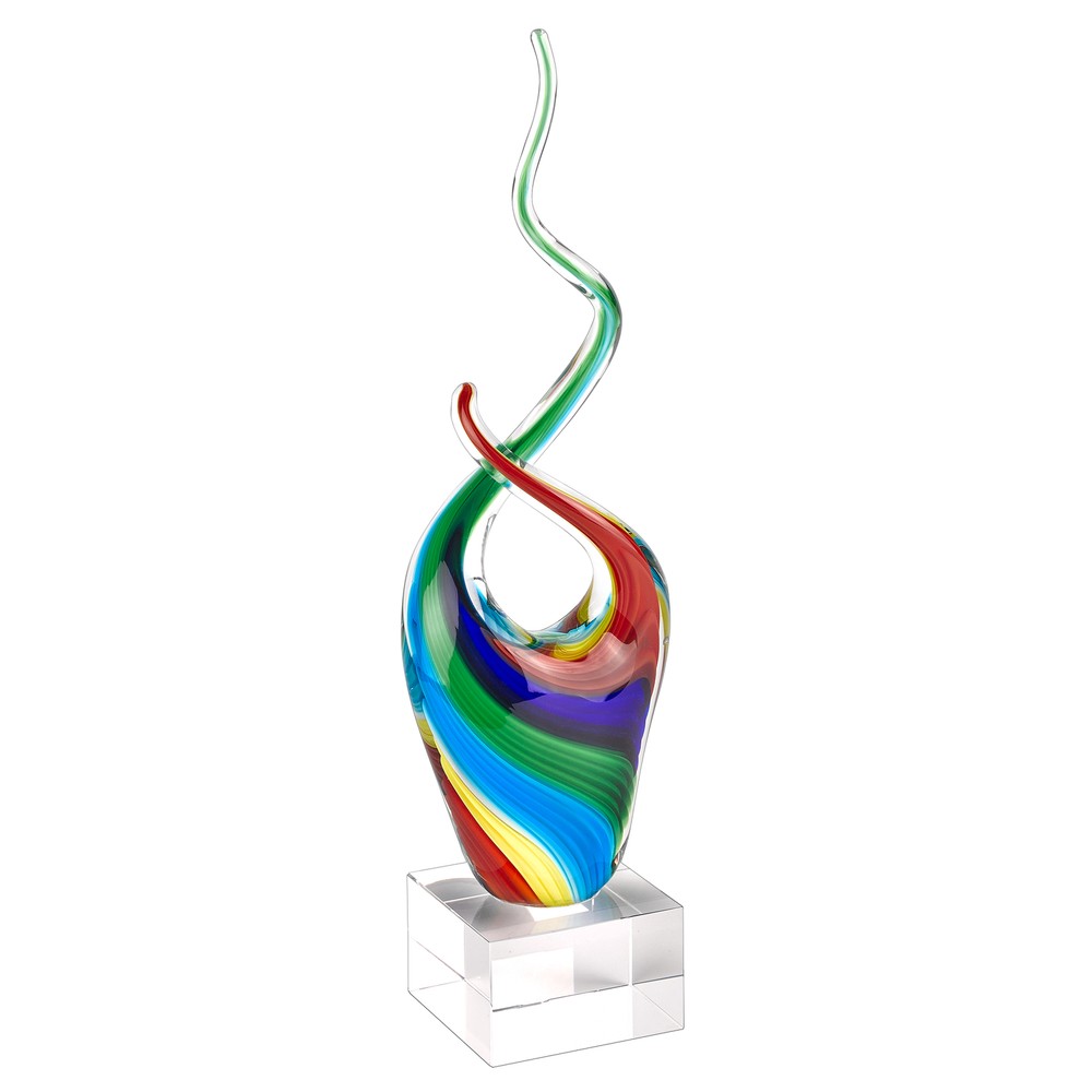 Elegant and Modern Murano Style Art Glass Colorful Centerpiece Rainbow 14 Inches