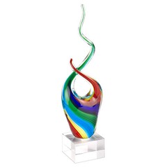 Elegant and Modern Murano Style Art Glass Colorful Centerpiece Rainbow 14 Inches