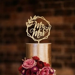 Mr and Mrs Wedding Cake Topper Wooden Wreath Cake Toppers Rustic Boho Style