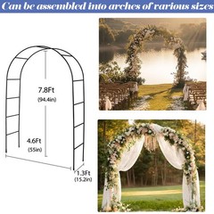 Garden Arch Trellis for Climbing Plants Outdoor – 4.6 * Without base, Black