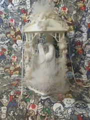 Vintage Wilton Bride and Groom Gazebo Wedding CakeTop White Porcelain 90s
