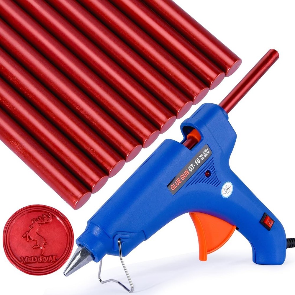 Wax Seal Kit with Sealing Wax Gun & 10pcs Blood Red Wax Sticks – for Wedding