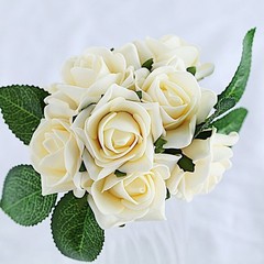24 CREAM 2″ Mini FOAM ROSE Flowers Stems Wedding Events Decorations Supplies