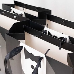 12 BLACK WHITE Tuxedo Paper Gift Tote BAGS Satin Handles Party Event Decorations