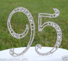 5″ Crystal Rhinestone Number 95 Silver Cake Topper Top 95th Birthday Party