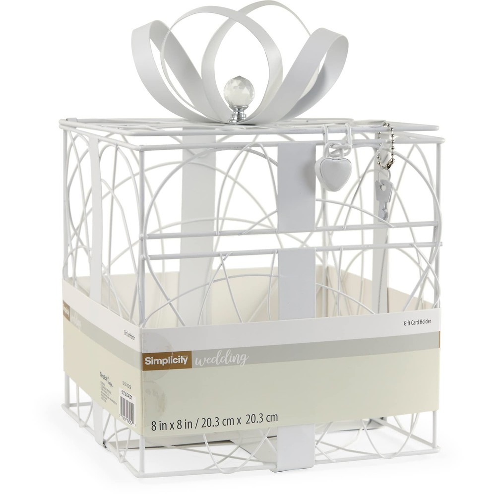 Wedding Card Box 8.5» L X 9» W X 11.2» H – Elegant White Metal Design
