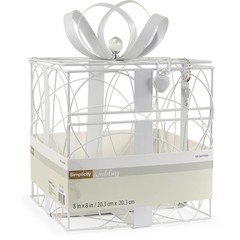 Wedding Card Box 8.5» L X 9» W X 11.2» H – Elegant White Metal Design