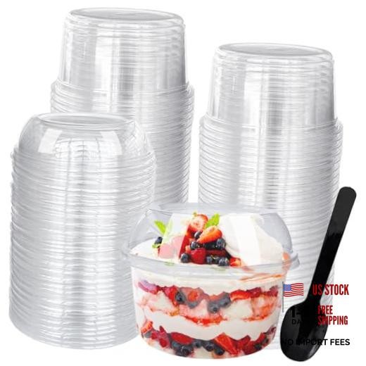 Pack 12 oz Disposable Clear Plastic Cups,PET Dessert Cups with 50 12.0 ounces