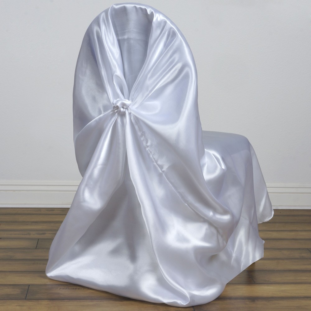 6 White SATIN UNIVERSAL CHAIR COVER for Wedding Banquet Reception Decorations