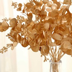 4 Gold Metallic Artificial Eucalyptus Leaves Bushes Party Decorations