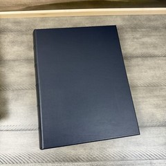 Pottery Barn Leather Bound Photo Album Book Medium Navy Blue NIB