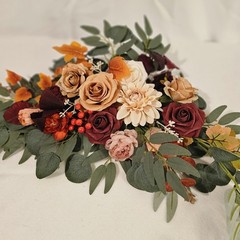 Ling’s Moment Fall Floral Swags Garlands Autumn Wedding Burgundy Rose Berries