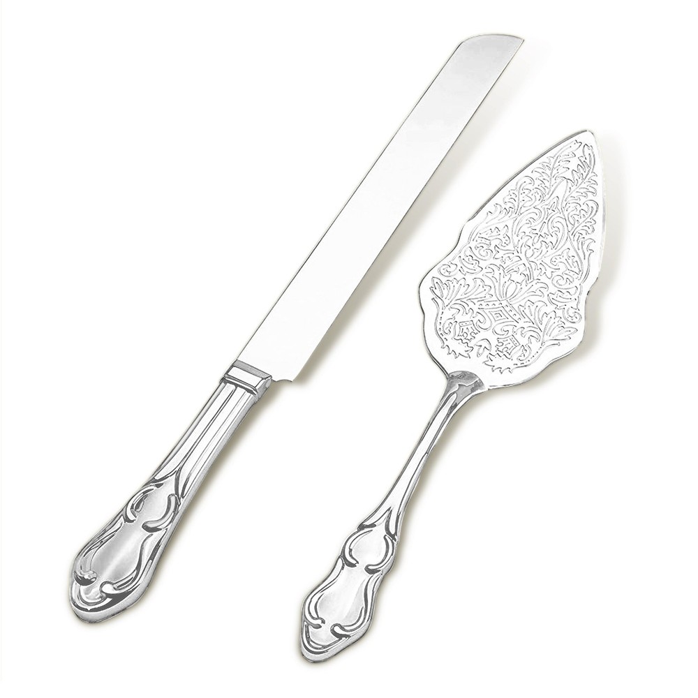 Silver Wedding Cake Serving Set Elegant Cutting Knife Server Party Event Use
