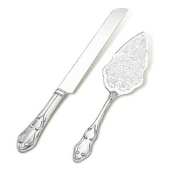 Silver Wedding Cake Serving Set Elegant Cutting Knife Server Party Event Use