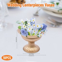 10 Pcs Gold Flower Trumpet Vases Wedding Party Tabletop Centerpieces Stand NEW