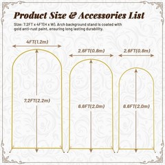 Wedding Arch Backdrop Stand 7.2FT, 6.6FT, 6FT Golden Metal Arch Fit Wedding co