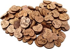 Honbay 300PCS Tiny Wooden Love Hearts Confetti Rustic Heart Wedding Brown