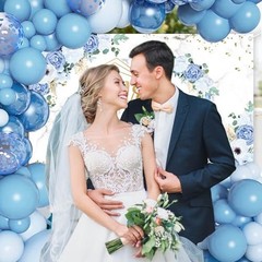 5x3ft Mr and Mrs Floral Backdrop for Bridal Shower and White 5X3ft Blue