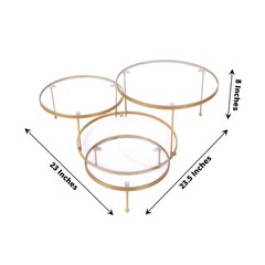 Gold Clear 23″ Round 3 Tier Metal Cake Dessert Stand Acrylic Plates Party Events