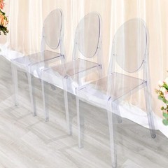 4 Clear Stackable Transparent Acrylic Banquet Chairs Oval Back Party Decorations